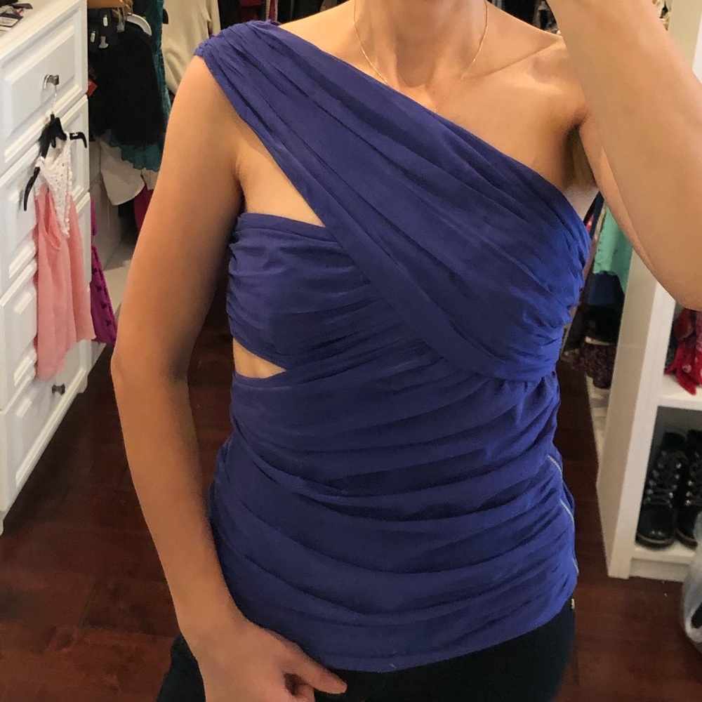 Purple shoulder chiffon top